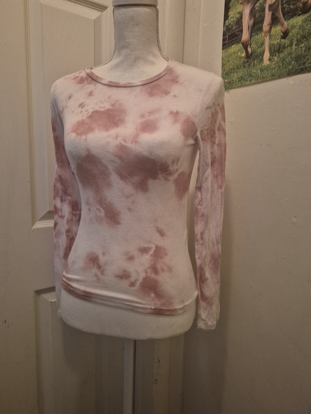 Nordstrom Pink Tie-Dye Long-Sleeve Crewneck Top